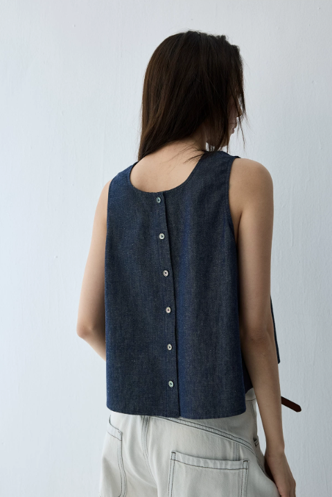 Linen Blend Reversible Vest & Wide-Leg Trouser Set