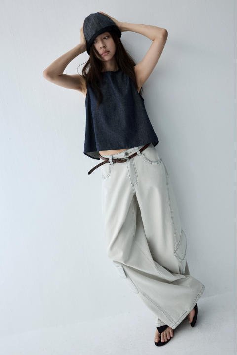 Linen Blend Reversible Vest & Wide-Leg Trouser Set