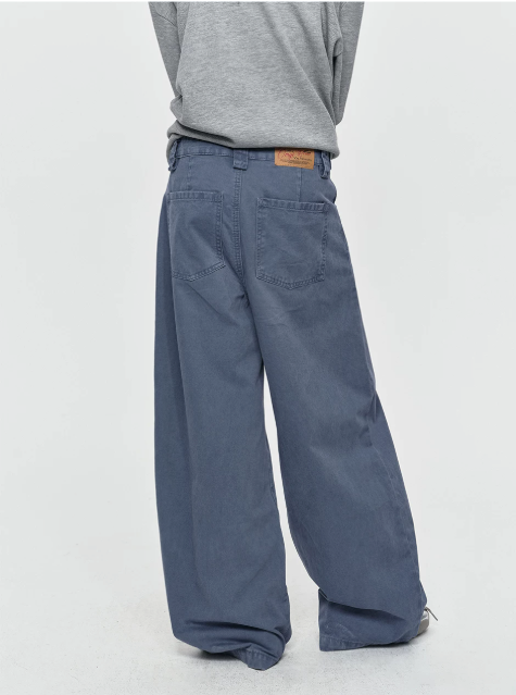 Cotton Pleated Wide-Leg Trousers