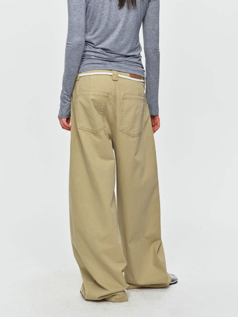 Cotton Pleated Wide-Leg Trousers