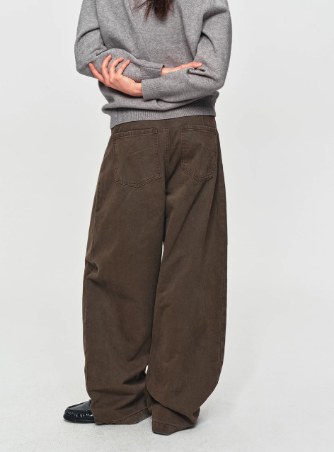 Cotton Pleated Wide-Leg Trousers