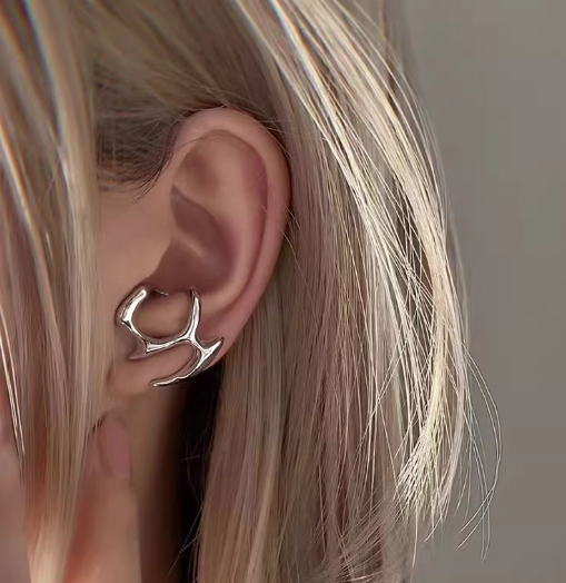 Sculptural Silver-Toned Earrings