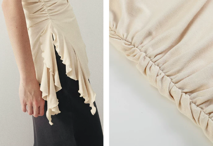 Ruffled Knit Top in Charcoal or Beige