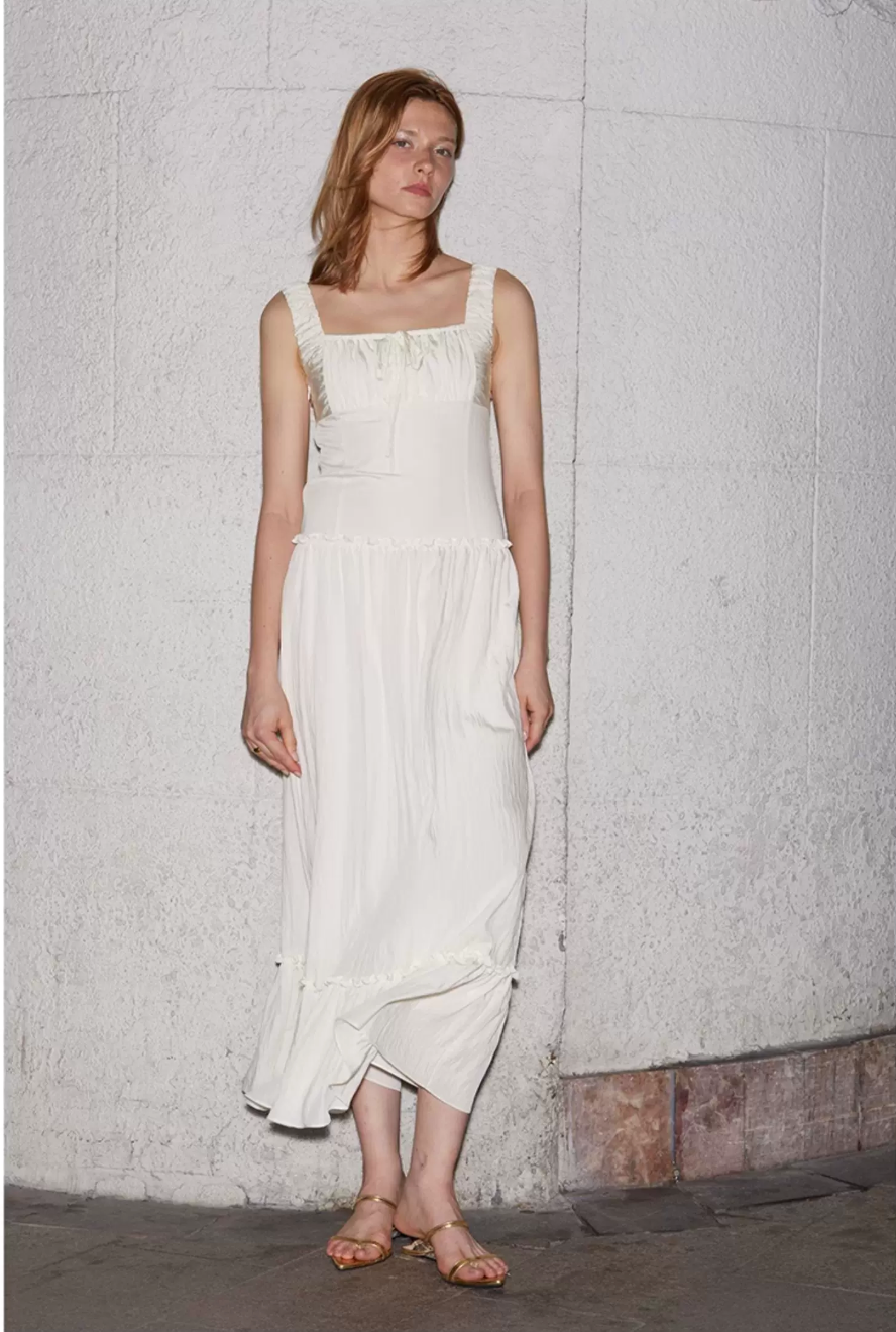 Ruched Ribbon Maxi Dress