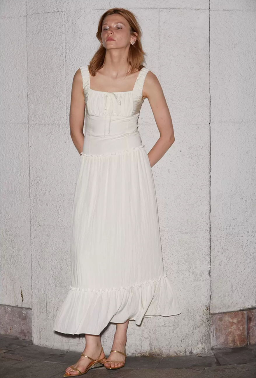 Ruched Ribbon Maxi Dress