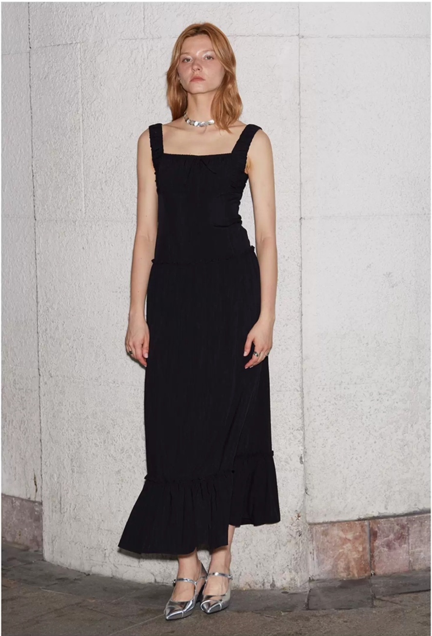Ruched Ribbon Maxi Dress