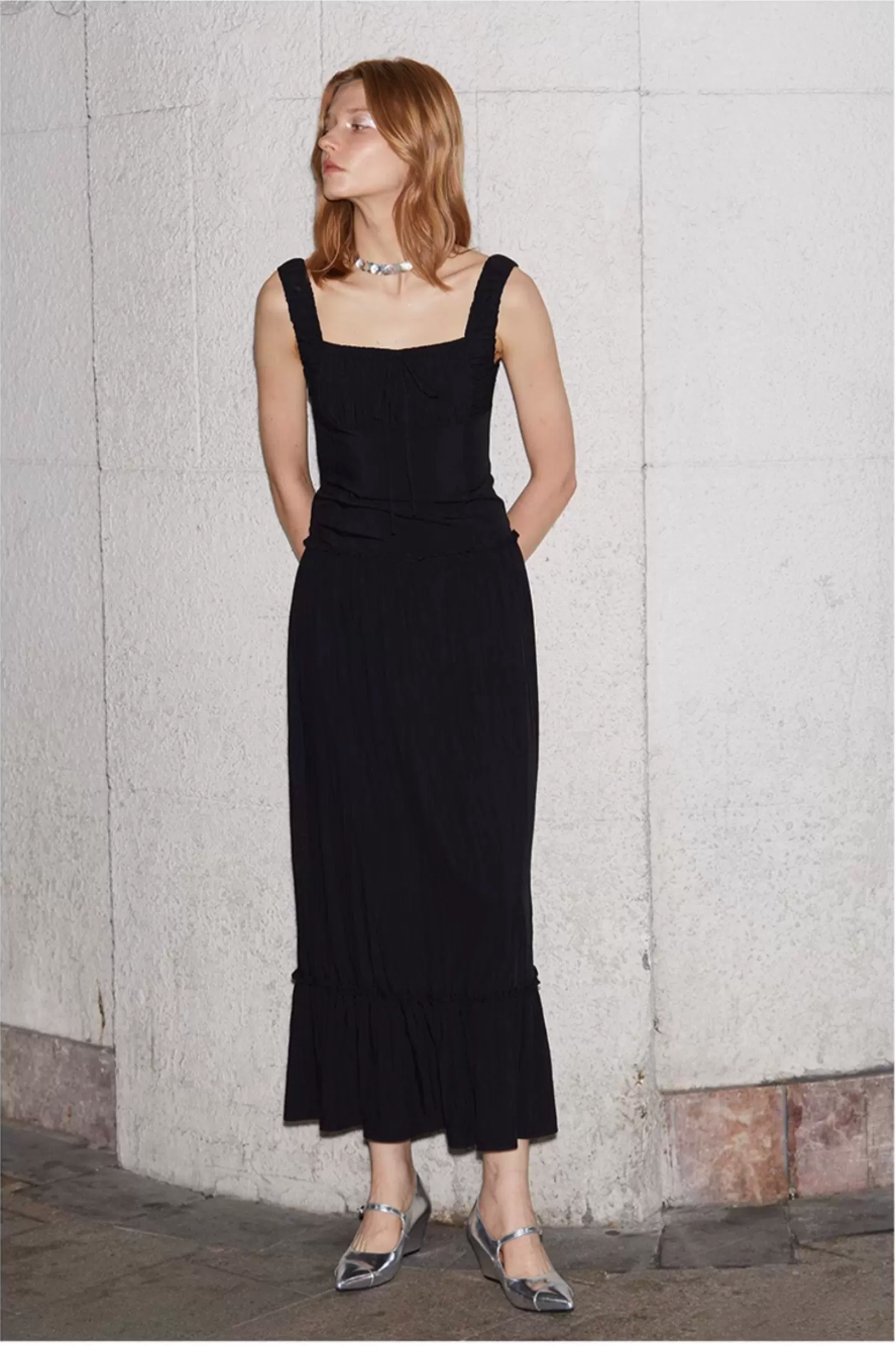 Ruched Ribbon Maxi Dress