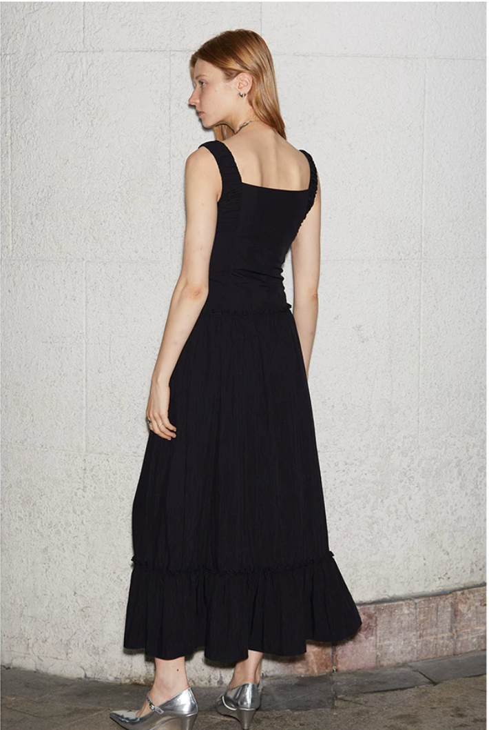 Ruched Ribbon Maxi Dress