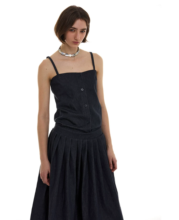 Cotton Pleated Maxi Dress