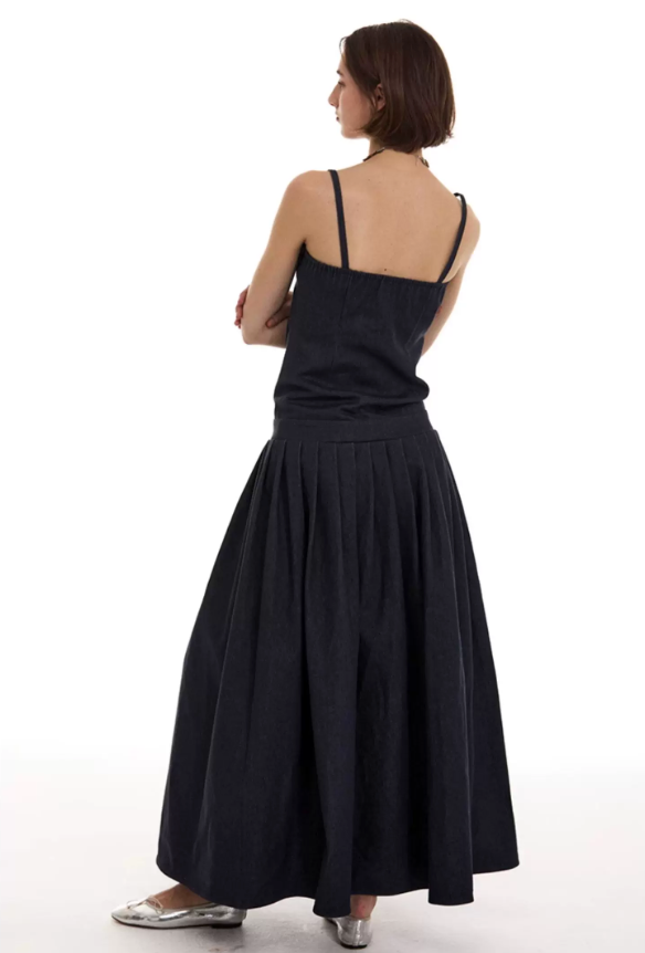 Cotton Pleated Maxi Dress
