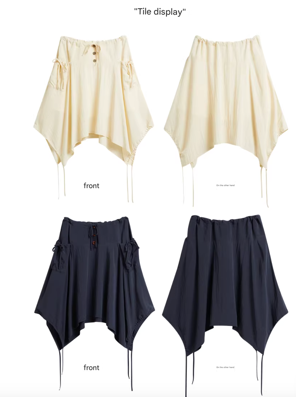 Vector-Point Asymmetric Skirt in Off-White or Navy