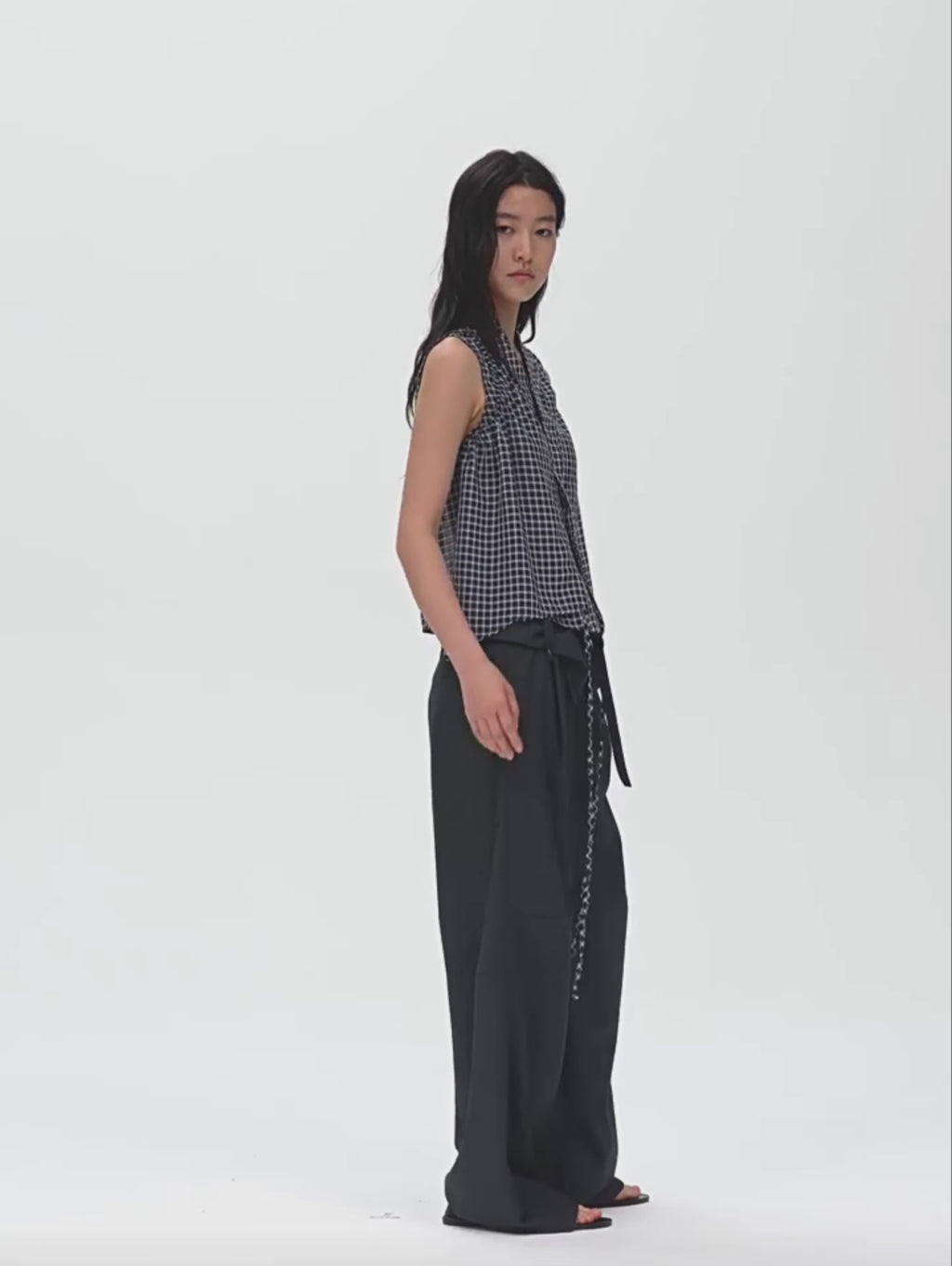 Ruched Check Drawstring Vest
