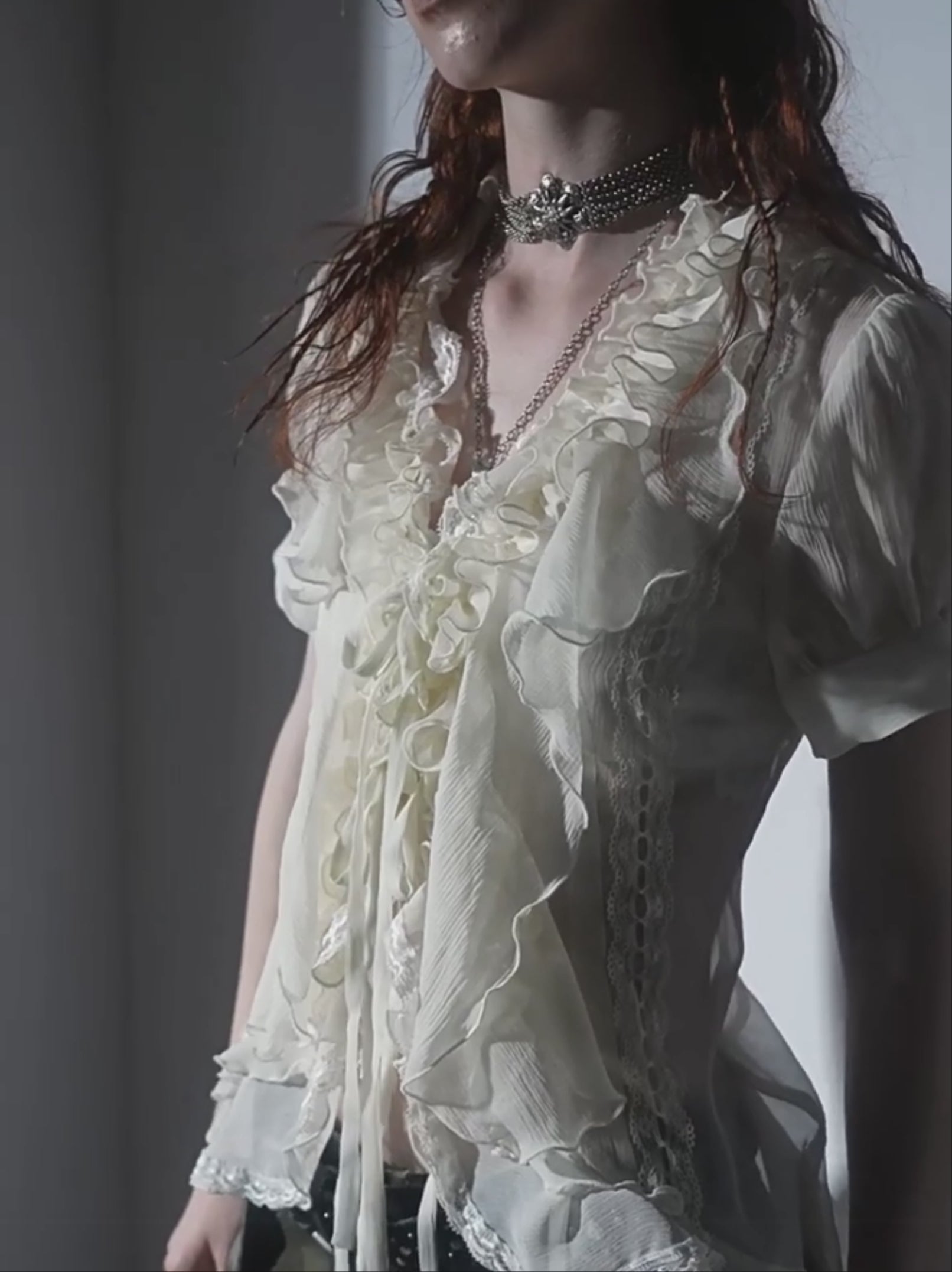 Sartre Chiffon Ruffle Blouse